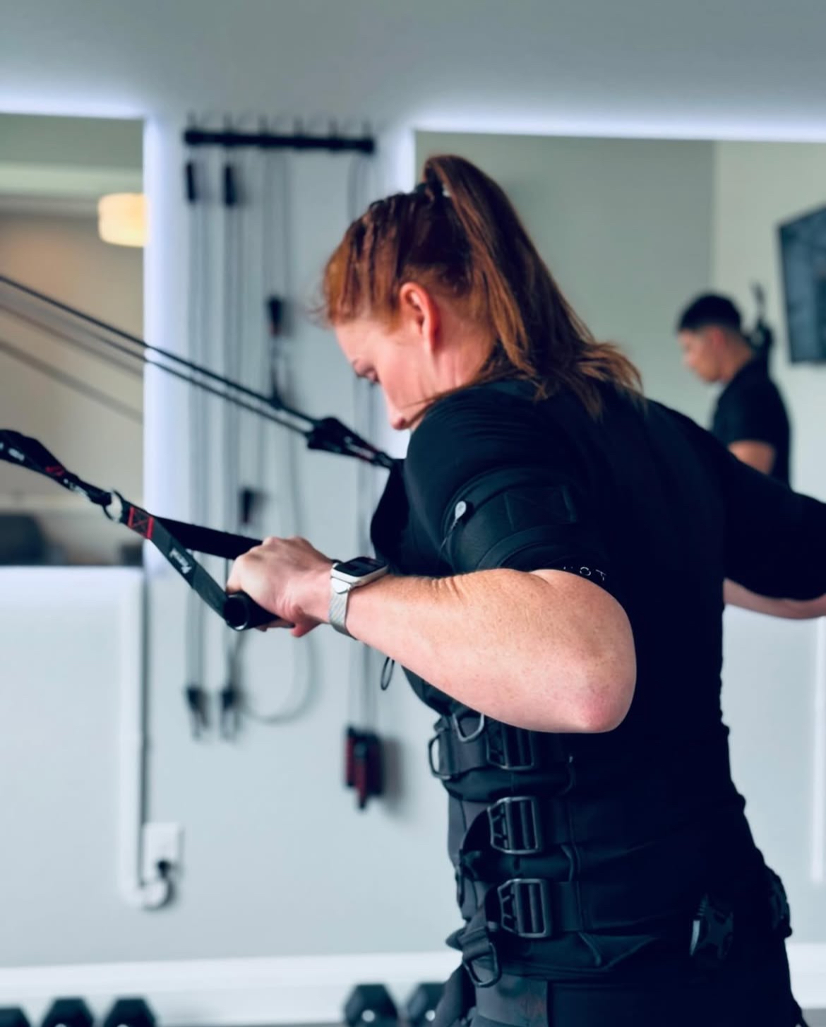 Client during body sculpting session